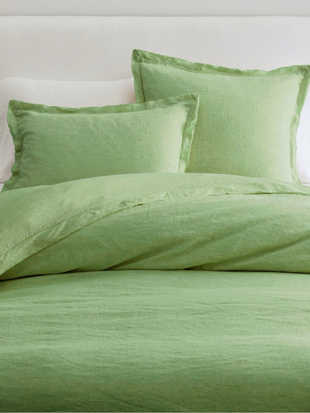Pottery Barn Light Green Linen Duvet Cover
